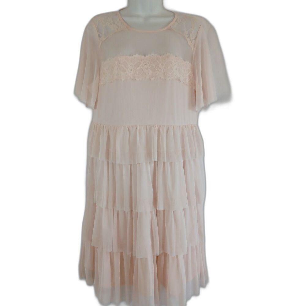 Torrid Dress Pink Tiered Ruffles lined NWT  Sz 0  Party Weddings Fairy Flowy